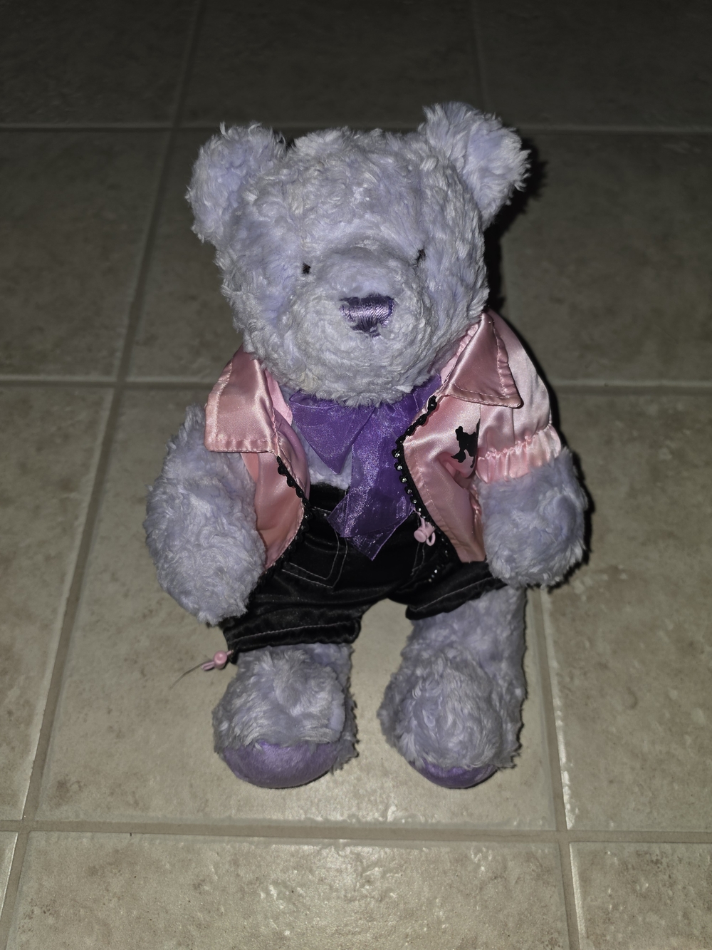 Build-A-Bear Lavender Plush Bear-Pink Jacket, Purple Scarf & Black Shorts $40